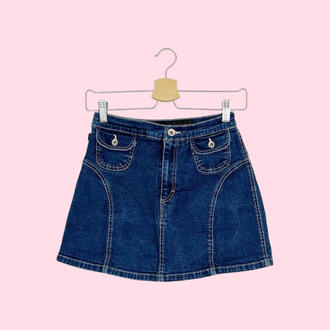 DARK STRETCH DENIM MINI SKIRT (XS/S)