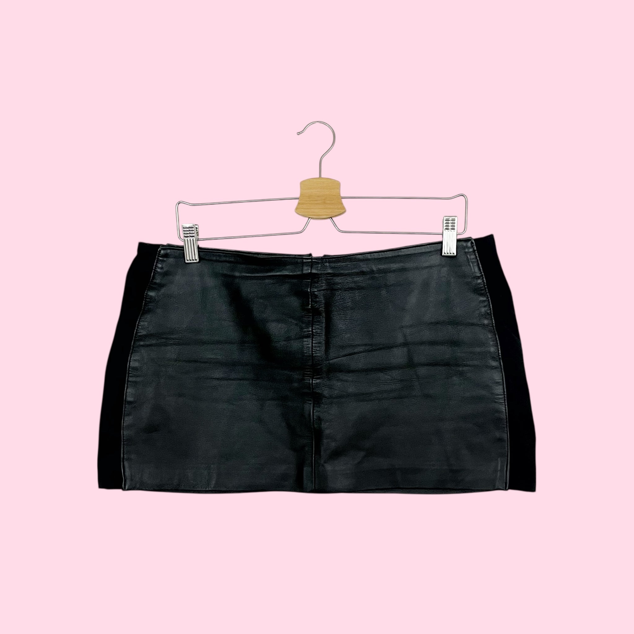 BLACK LEATHER MICRO MINI SKIRT (XL)