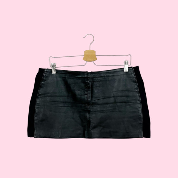 BLACK LEATHER MICRO MINI SKIRT (XL)
