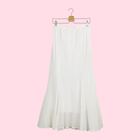 WHITE COTTON MAXI SKIRT (M)