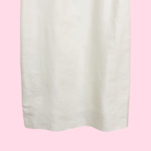 CREAM RAW SILK BEADED MIDI DRESS (2)