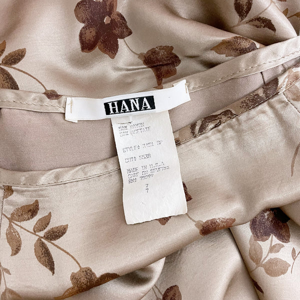 TAN FLORAL SATIN MAXI SKIRT (25)