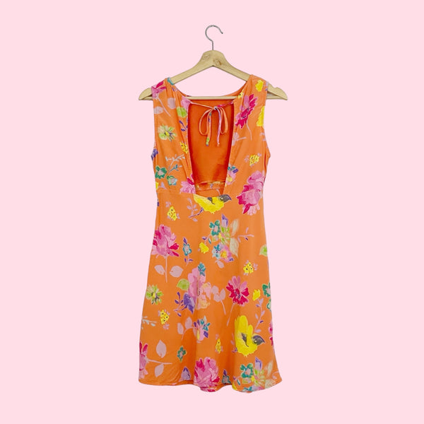 FLORAL OPEN BACK MINI DRESS (M)