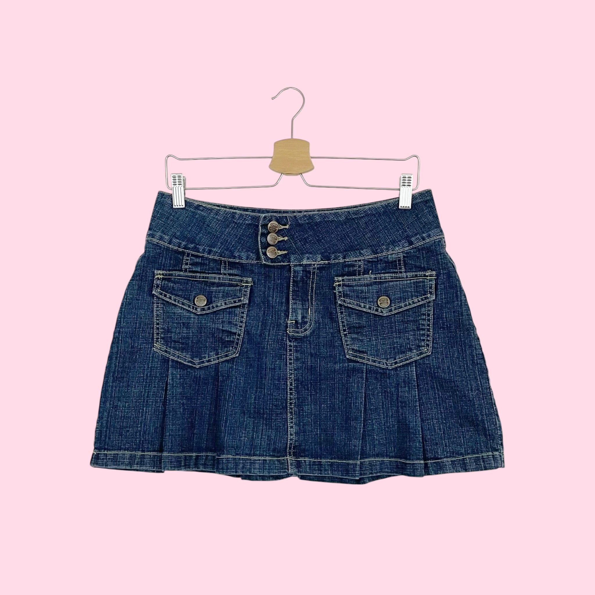 DARK DENIM PLEATED MINI SKIRT (11/12)