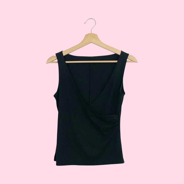 Black Ruched Crossover Tank (S)