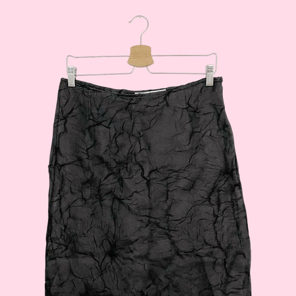 BLACK WRINKLE MAXI SKIRT (M)