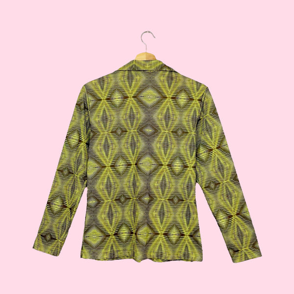 LIME GREEN PSYCHEDELIC BLOUSE (M)