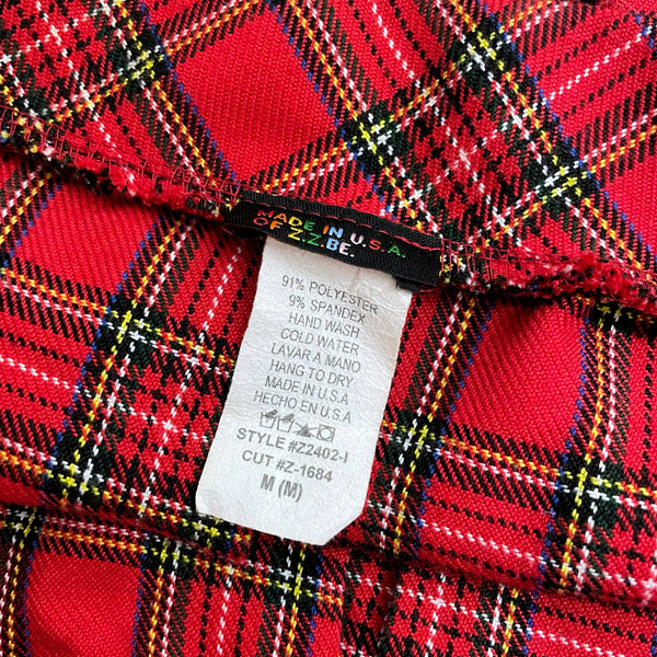 RED PLAID PLEATED MICRO MINI SKIRT (S/M)