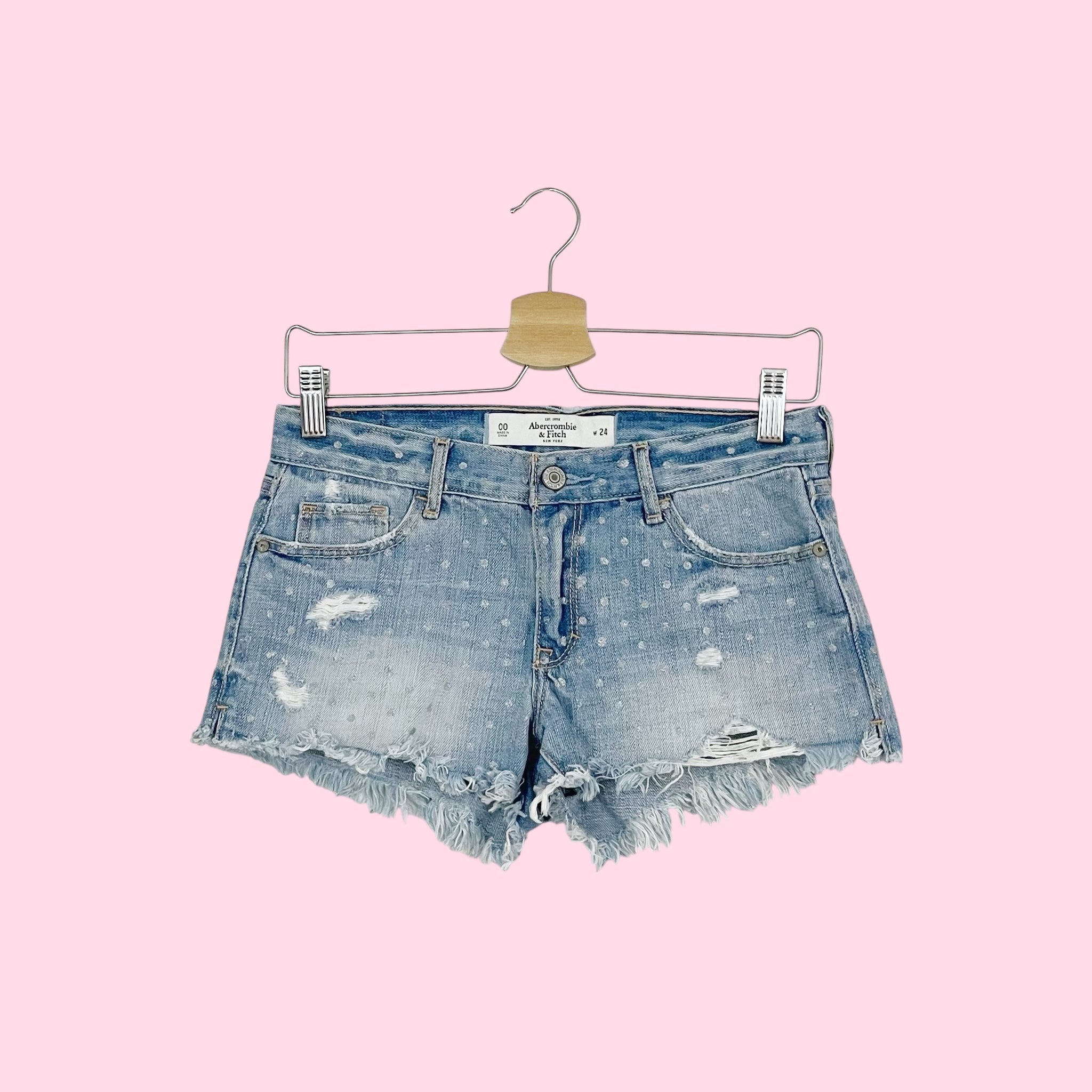 ABERCROMBIE GLITTER DOT DENIM SHORTS (24)