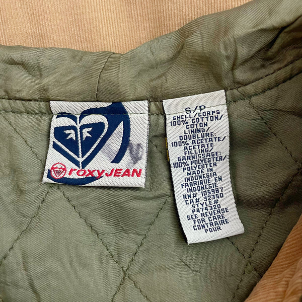 Y2K Roxy Tan Corduroy Hooded Jacket (S)