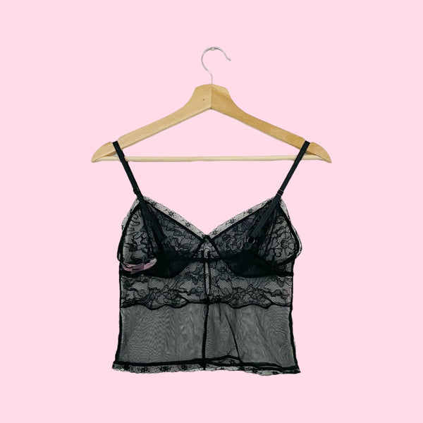VICTORIA'S SECRET BLACK MESH CROP TOP (XS)