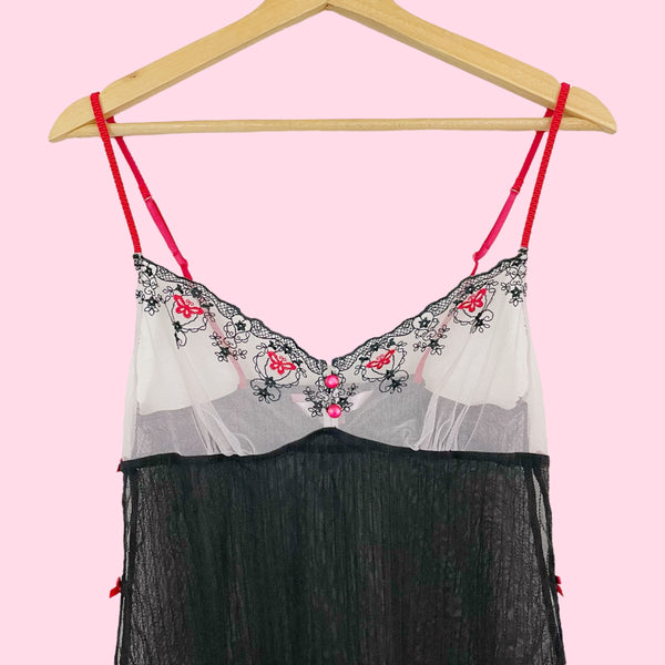 VICTORIA'S SECRET EMBROIDERED MESH BABYDOLL (M)