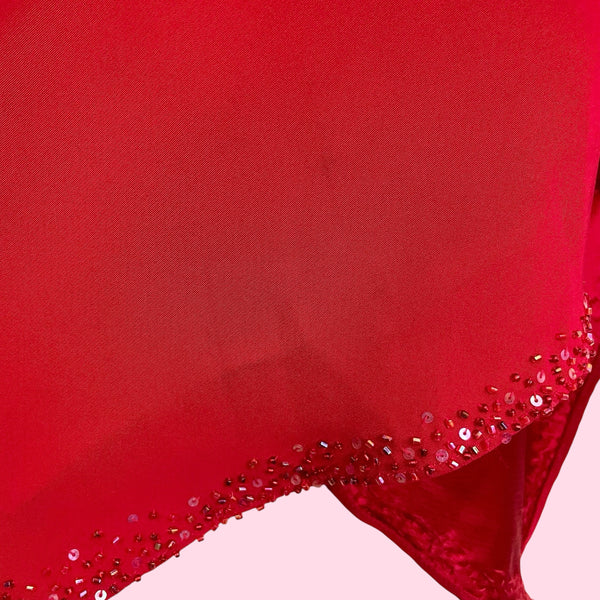 RED BEADED ASYMMETRICAL MIDI DRESS (2)