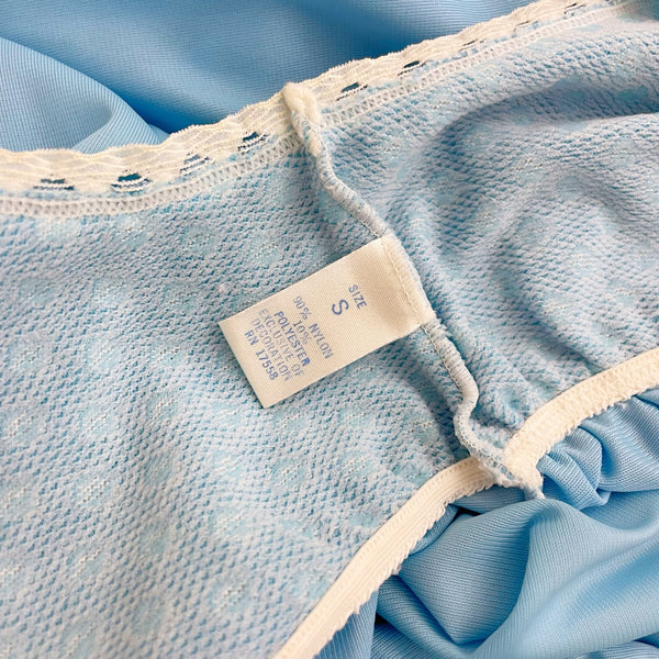 70S LIGHT BLUE POLKA DOT NIGHTGOWN (XS)