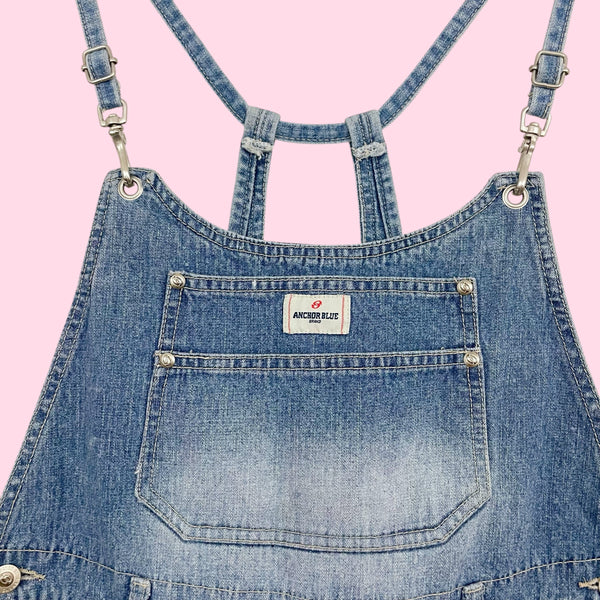 90S DENIM OVERALL SHORTS (L)
