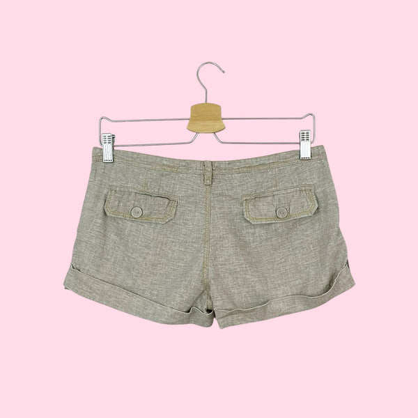 METALLIC LINEN LOW RISE SHORTS (S)