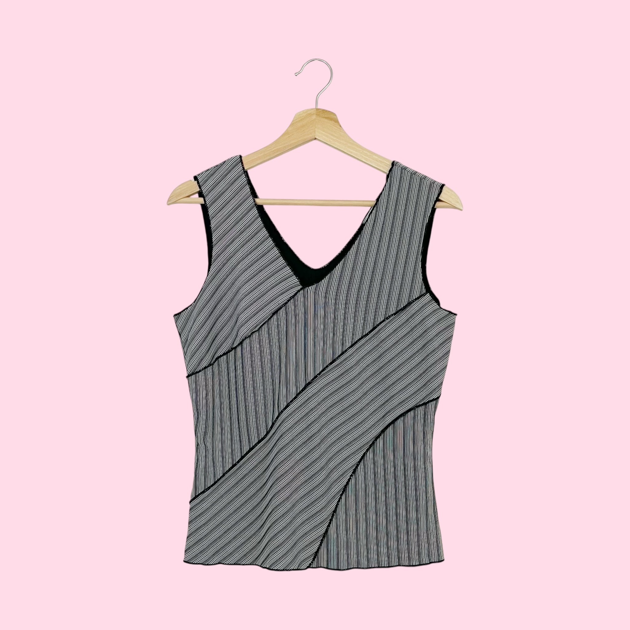 BLACK STRIPED PANELED TANK (M/L)