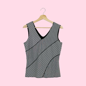 BLACK STRIPED PANELED TANK (M/L)
