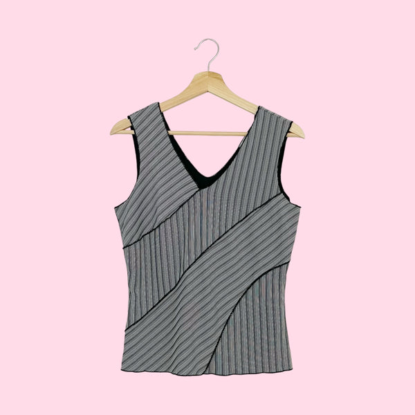 BLACK STRIPED PANELED TANK (M/L)
