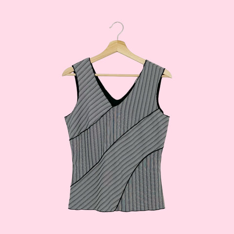 BLACK STRIPED PANELED TANK (M/L)
