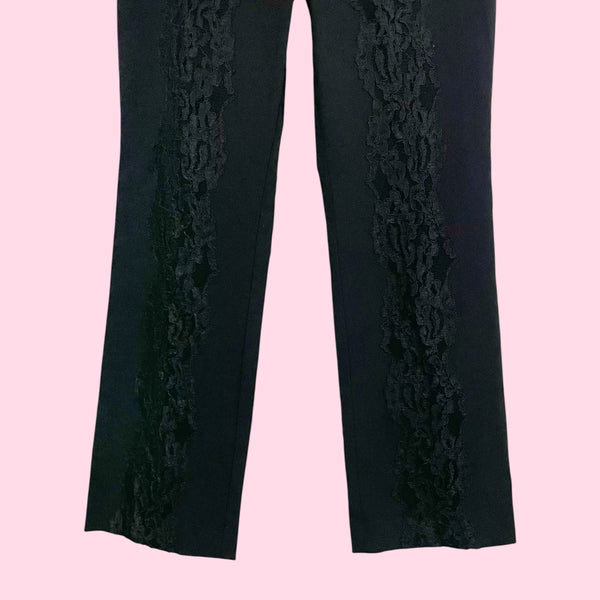BLACK LACE PANEL STRETCH PANTS (10)