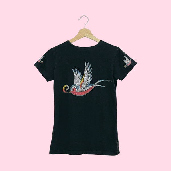 LA CULTURE RHINESTONE SWALLOW T SHIRT (M)
