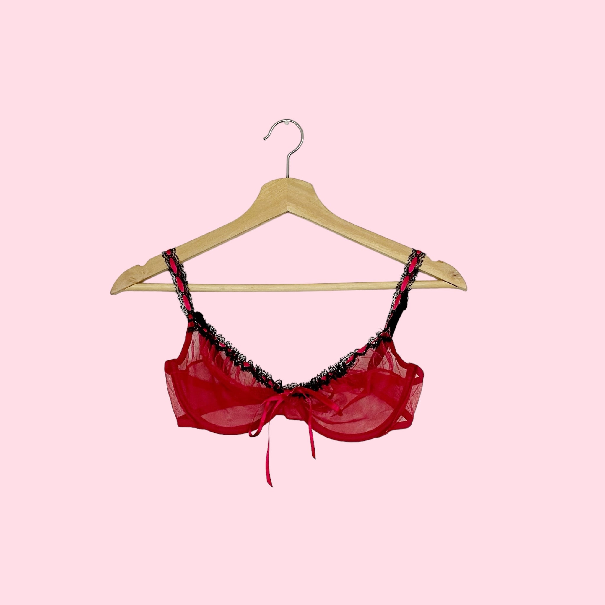 VICTORIA'S SECRET RED MESH BRA (36B)