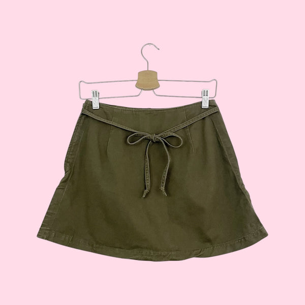 OLIVE GREEN COTTON MINI SKORT (26)
