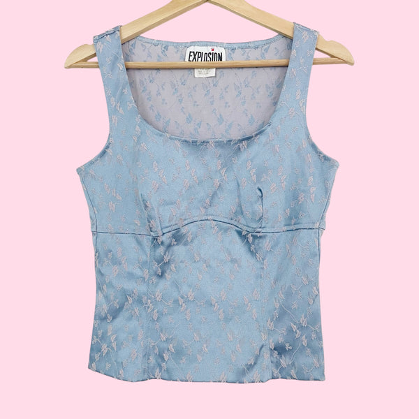 BLUE FLORAL JACQUARD TANK (M)