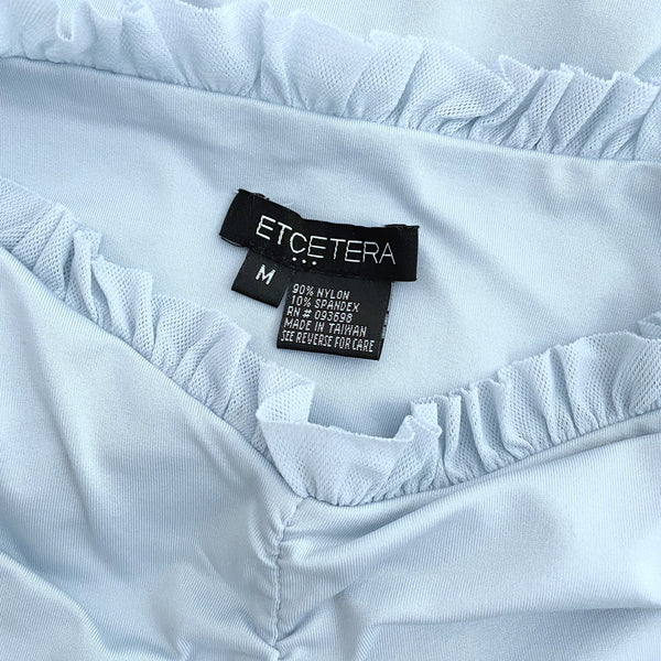 LIGHT BLUE RUCHED RUFFLE TANK (M)