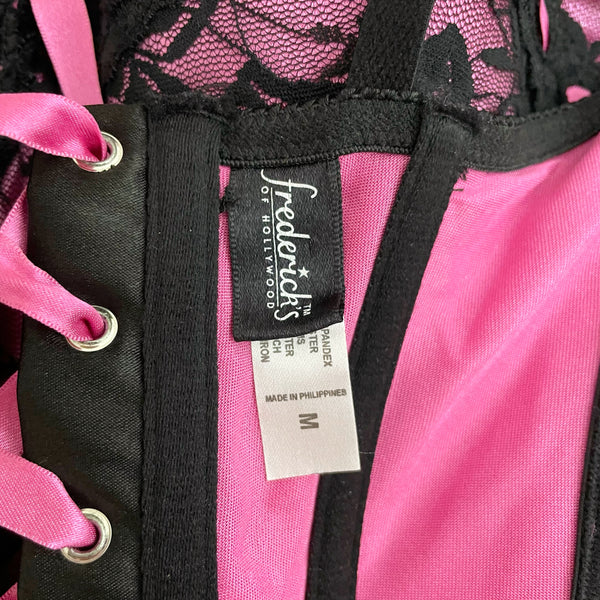PINK + BLACK LACE CORSET (S/M)