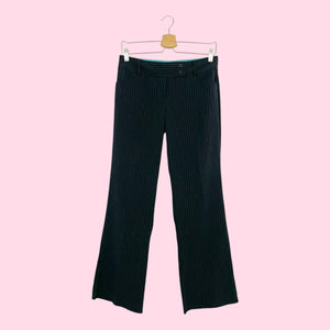 Y2K BLACK + AQUA PINSTRIPE LOW RISE PANTS (7)