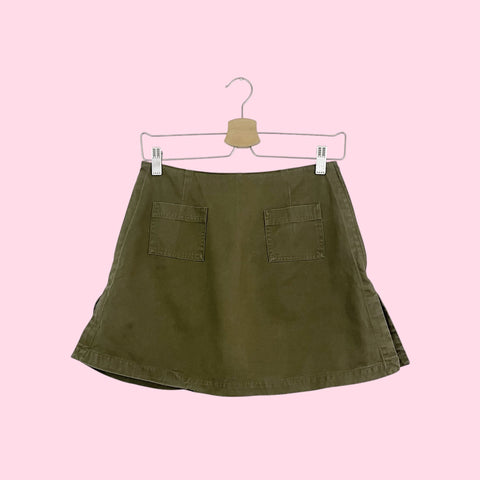 OLIVE GREEN COTTON MINI SKORT (26)