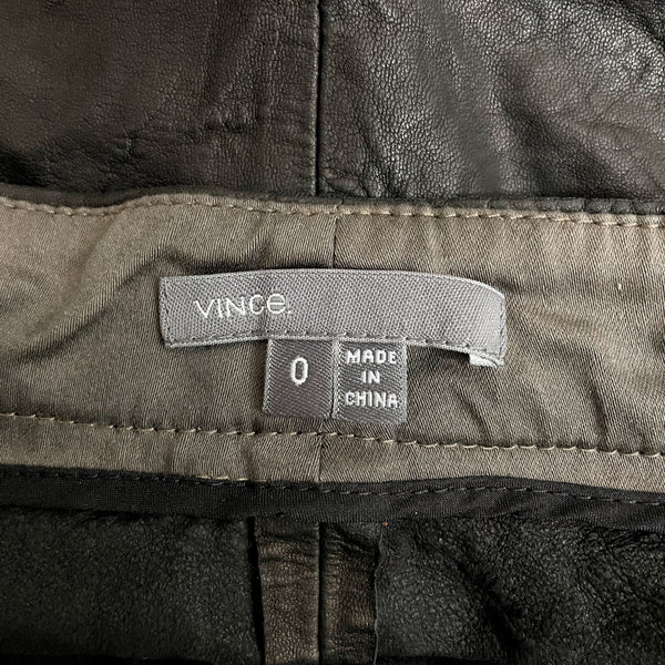BLACK LEATHER LOW RISE SHORTS (0)