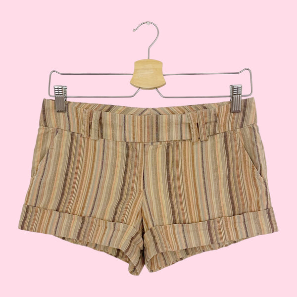 TAN STRIPED LOW RISE SHORTS (XS)