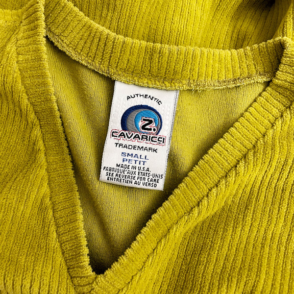 90S CHARTREUSE RIBBED VELOUR TOP (S)