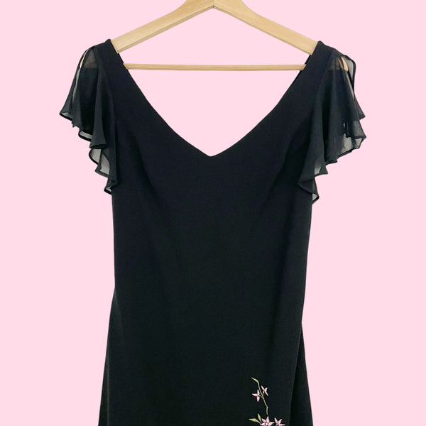 Y2K BLACK FLORAL EMBROIDERED MIDI DRESS (8)