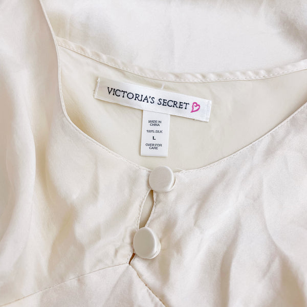 VICTORIA'S SECRET CREAM SILK SLIP DRESS (L)