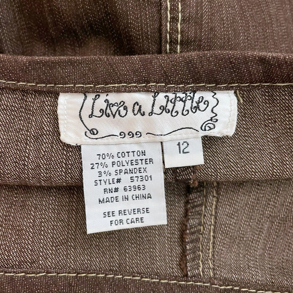 BROWN DENIM PANELED MIDI SKIRT (12)