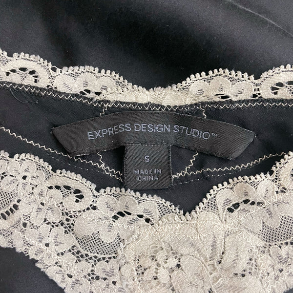 BLACK SILK LACE TRIM TANK (S)