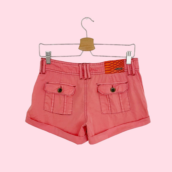 RED LOW RISE CARGO SHORTS (0/2)