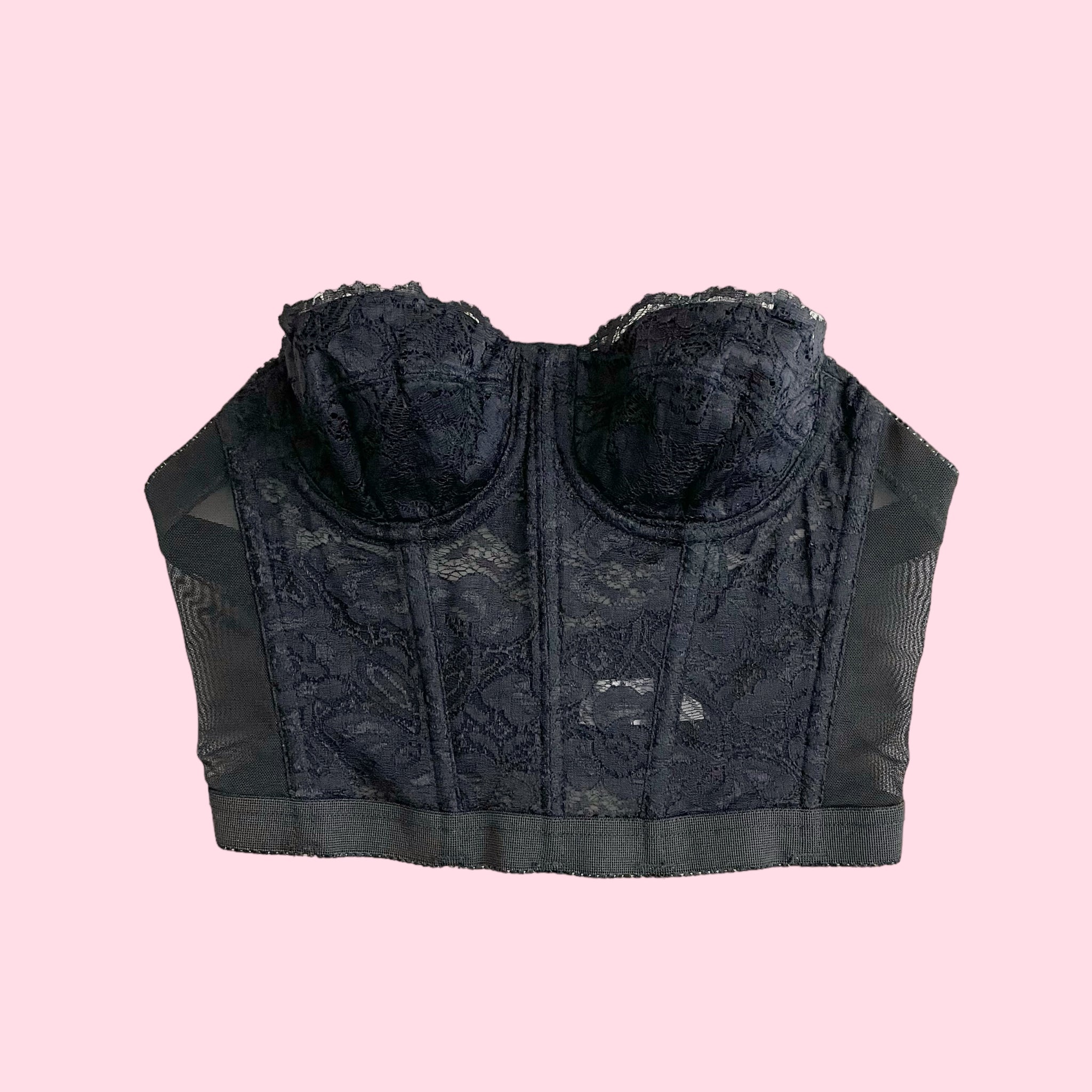BLACK LACE STRAPLESS BUSTIER (34A)