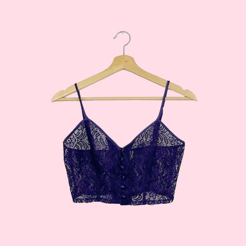 DARK PURPLE LACE CROP TOP (XS/S)