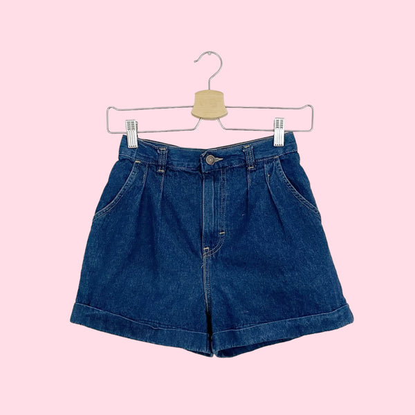 PLEATED DARK DENIM SHORTS (24)