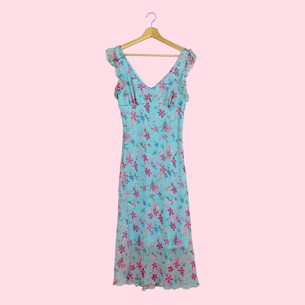 AQUA FLORAL MIDI DRESS (M)