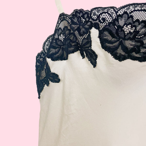 CREAM SILK LACE TRIM TANK (S)