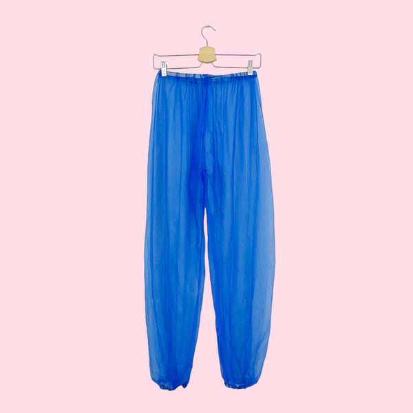 BLUE NYLON SHEER PANTS (L)