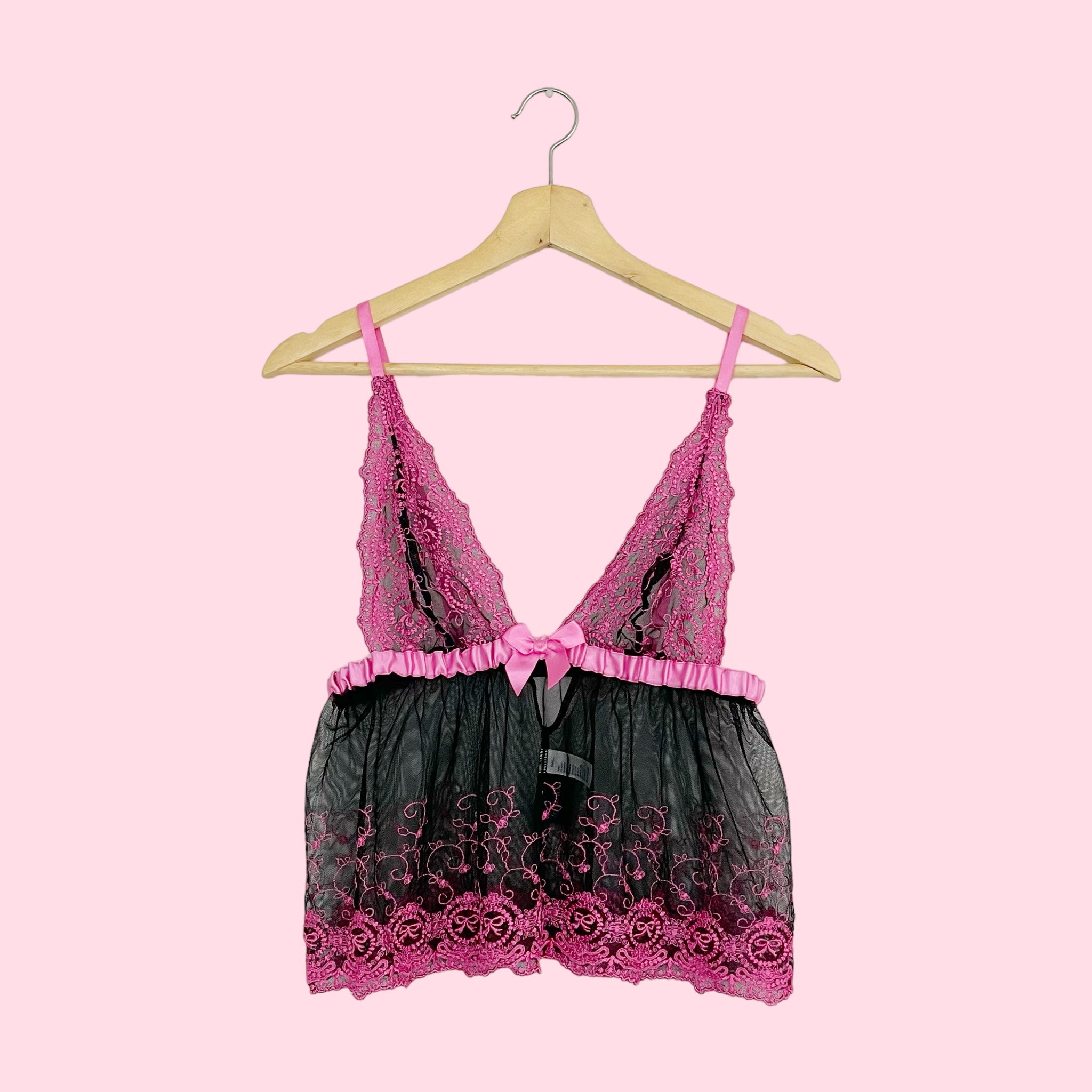 FREDERICK'S EMBROIDERED MESH TOP (S)