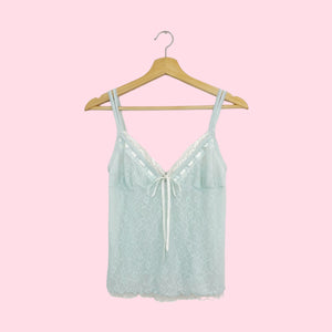 LIGHT BLUE FLORAL MESH TANK (M)