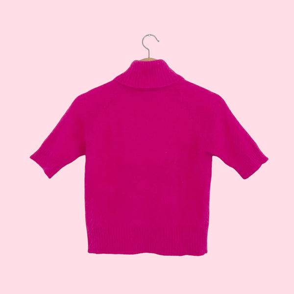 BRIGHT PINK ANGORA SWEATER TOP (S/M)